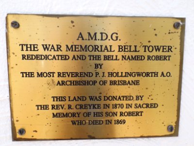 Plaque at Holy Trinity Anglican Church, Woolloongabba