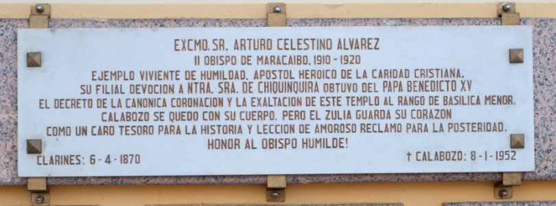 Plaque in front of the Basilica of the Chinita