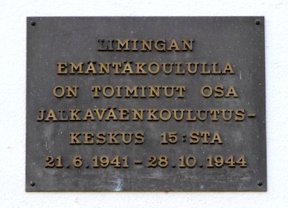 Plaque Limingan emäntäkoulu