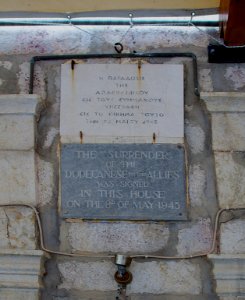 Plaque Symi surrender dodecanese 1945