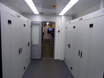 Pioneer 001 train interior - locker corridor