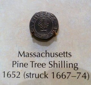 Pine Tree Shilling, Massachusetts, 1652 (struck 1667-1674) - National Museum of American History - DSC00182