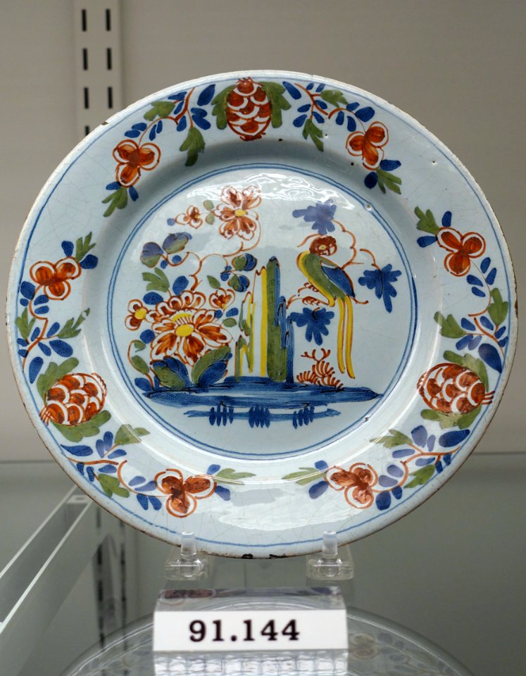 Plate, Lambeth High Street Factory, London, England, c. 1765-1775, tin-glazed earthenware item HD 91.144 - Flynt Center of Early New England Life - Deerfield, Massachusetts - DSC04317