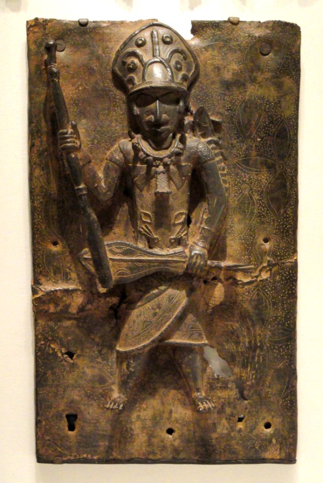 Plaque, possibly 1500s-1600s, Guinea Coast, Nigeria, Benin kingdom, Edo people, brass - Cleveland Museum of Art - DSC08731