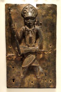 Plaque, possibly 1500s-1600s, Guinea Coast, Nigeria, Benin kingdom, Edo people, brass - Cleveland Museum of Art - DSC08731