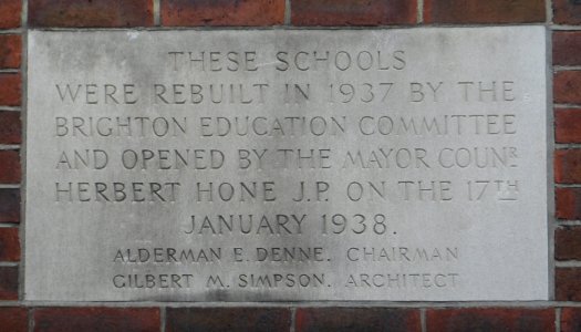 Plaque at Entrance at former York Place Elementary Schools, York Place, Brighton (July 2014) (2)