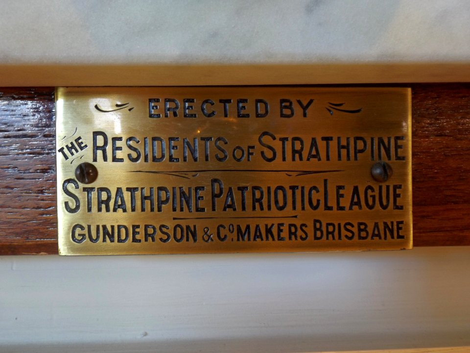 Plaque at Strathpine Honour Board in RSL club at Kallangur, Queensland