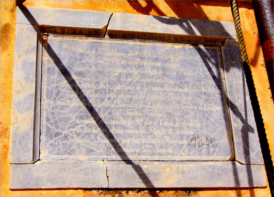 Plaque torre de la vela Alcazaba Granada Spain
