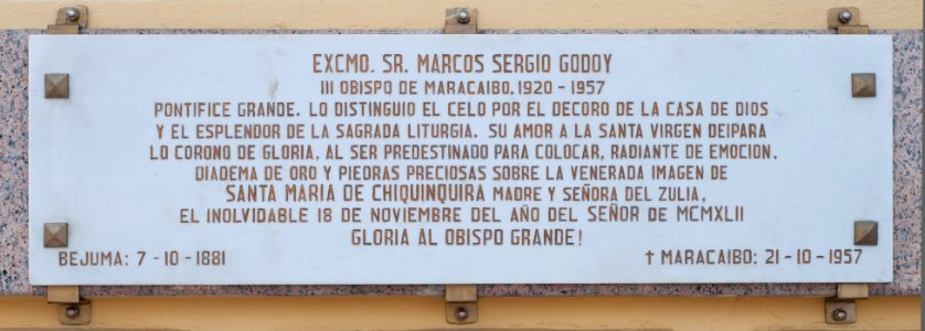 Plaque in front of the Basilica of the Chinita 2