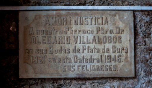 Plaque in Maracaibo Cathedral