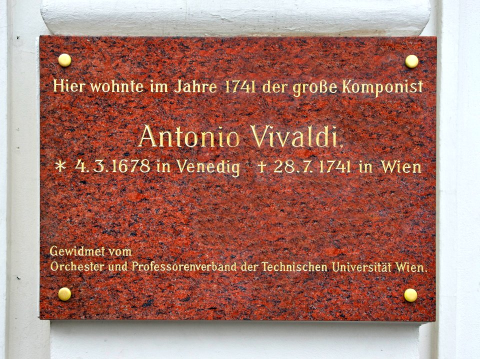 Plaque Vivaldi Vienne