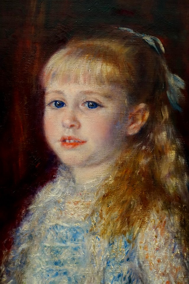 Pink and Blue, the Cahen d'Anvers Girls, by Pierre-Auguste Renoir, detail 2, 1881, oil on canvas - Museu de Arte de São Paulo - DSC07235