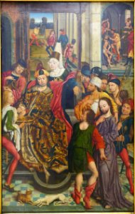 Pilate washing his hands, by Derick Baegert, probably Wesel, c. 1480, painting on oak - Germanisches Nationalmuseum - Nuremberg, Germany - DSC02968