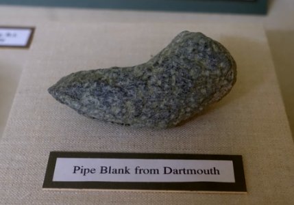 Pipe blank from Dartmouth, Transitional Archaic Phase, c. 4000-2700 years ago, steatite (soapstone) - Robbins Museum - Middleborough, Massachusetts - DSC03697