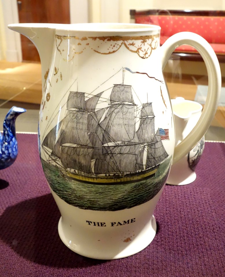 Pitcher with ship The Fame, Staffordshire or Liverpool, England, c. 18050, glazed earthenware - Brooklyn Museum - DSC09302