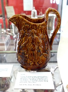 Pitcher with George Washington in Masonic regalia, Rockingham Pottery, 1800s - Bennington Museum - Bennington, VT - DSC08717