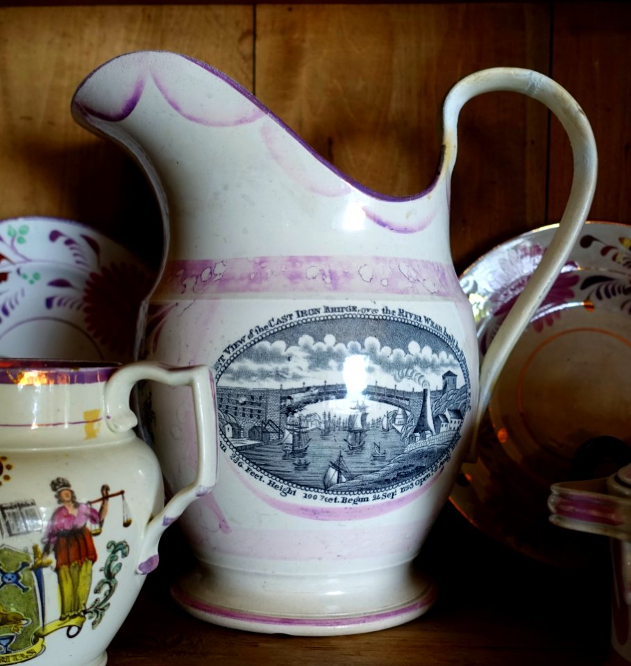 Pitcher with a View of the Cast Iron Bridge over the River Wear - Sunderland lustreware ceramic - DSC03856