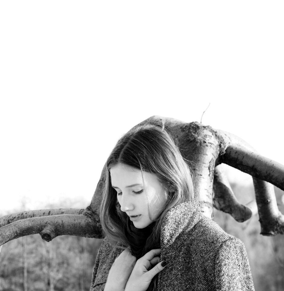 Portrait of a girl black and white bw