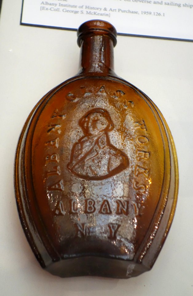 Pint Spirits Flask, Albany Glass Works, c. 1847-1851, glass - Albany Institute of History and Art - DSC08152