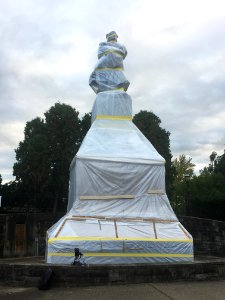 Pittsburgh Christopher Columbus monument wrapped