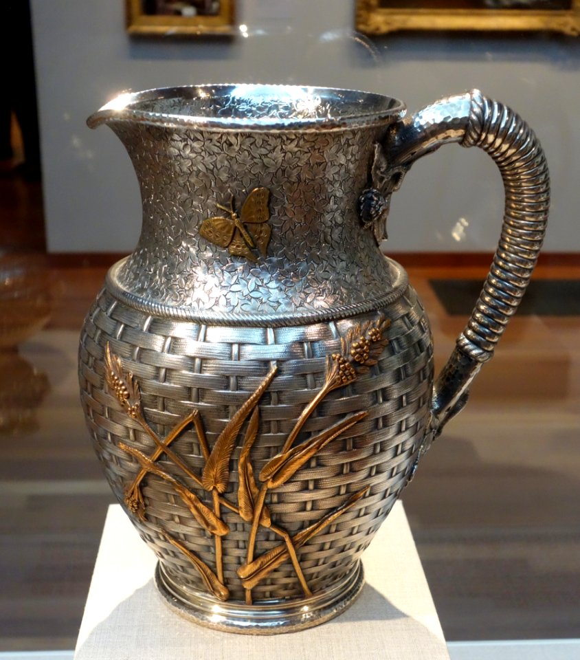 Pitcher, Dominick & Haff, New York City, 1879, silver, brass, copper - De Young Museum - DSC00884