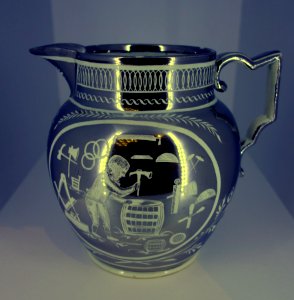 Pitcher, Henry Powell, England, 1810-1820, earthenware with silver luster - Brooklyn Museum - Brooklyn, NY - DSC08358