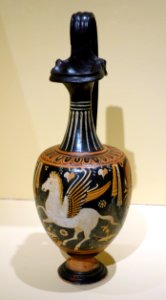 Pitcher (oinochoe) with scene of galloping Pegasus, Apulia, Italy, Hellenistic Period 320-310 BC, ceramic - Fitchburg Art Museum - DSC08666