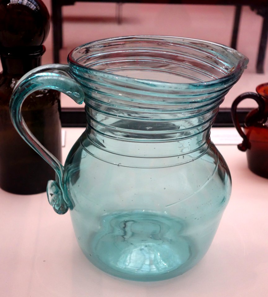 Pitcher, Saratoga Mountain Glass Works, c. 1845-1860, hand-blown glass with applied handle - Albany Institute of History and Art - DSC08171