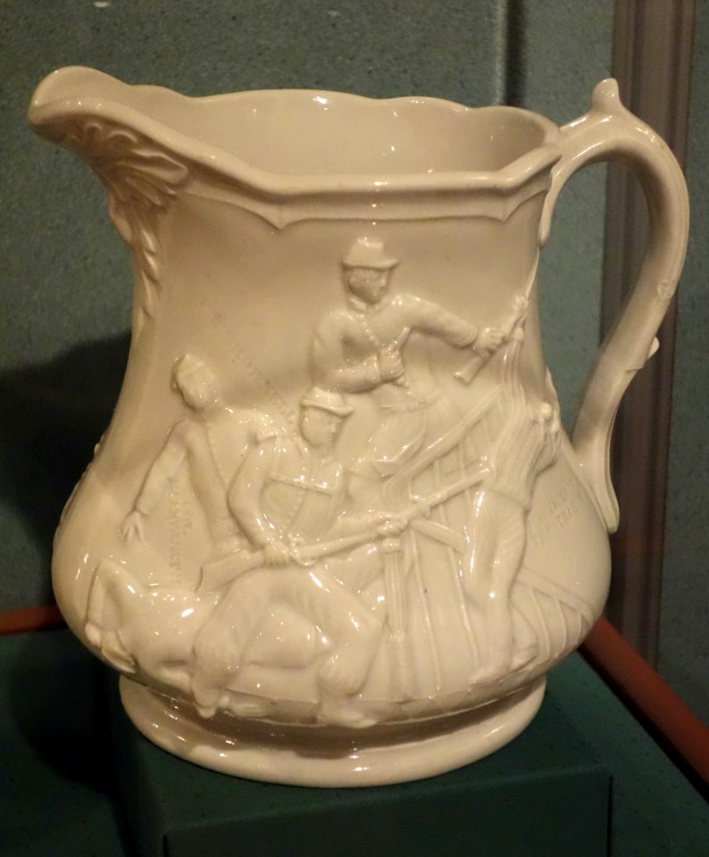 Pitcher, Millington & Astbury of Trenton, NJ, depicting deaths of Col. Elmer Ellsworth and James W. Jackson, c. 1861, ironstone - The Lyceum - Alexandria, Virginia - DSC03463