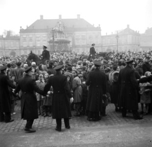 Politie bij de toeschouwers op het plein van Slot Amalienborg ter ere van de ver, Bestanddeelnr 252-8667 photo