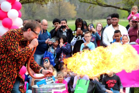 Pollen fire, Atlanta Science Festival, March 2018 1