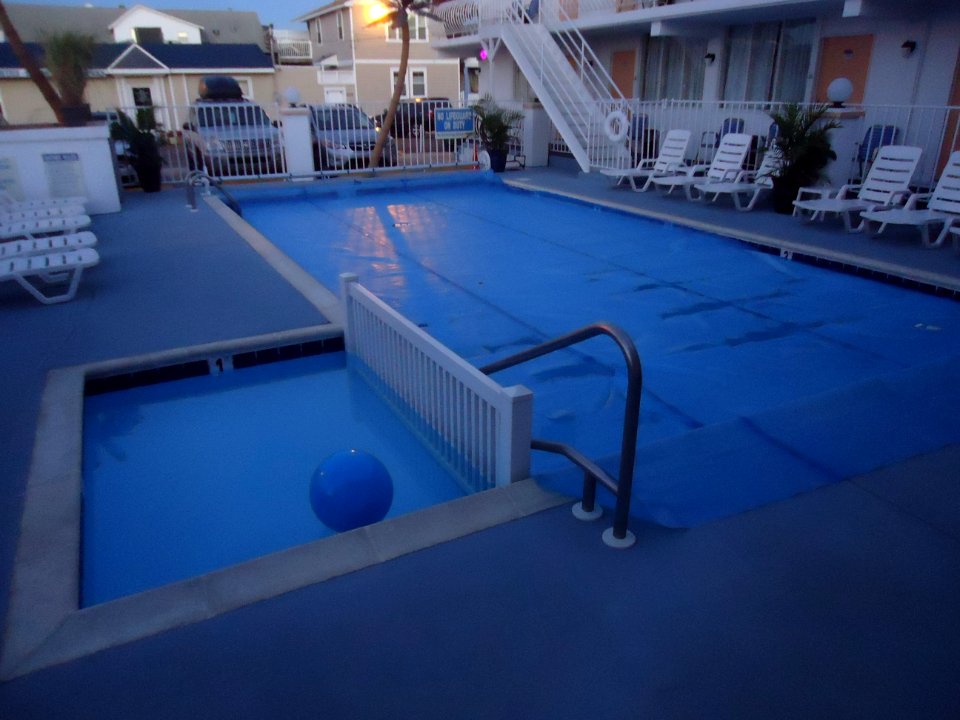 Pool at the Daytona motel in Wildwood New Jersey with tarp covering it