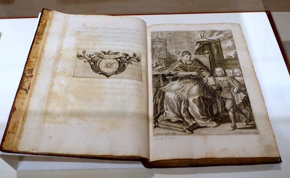 Pope Urban VIII receiving his grand-nephews, in Aedes Barberinae ad Qvirinalem, by Girolamo Teti et al, published 1642 - Jordan Schnitzer Museum of Art, University of Oregon - Eugene, Oregon - DSC09406