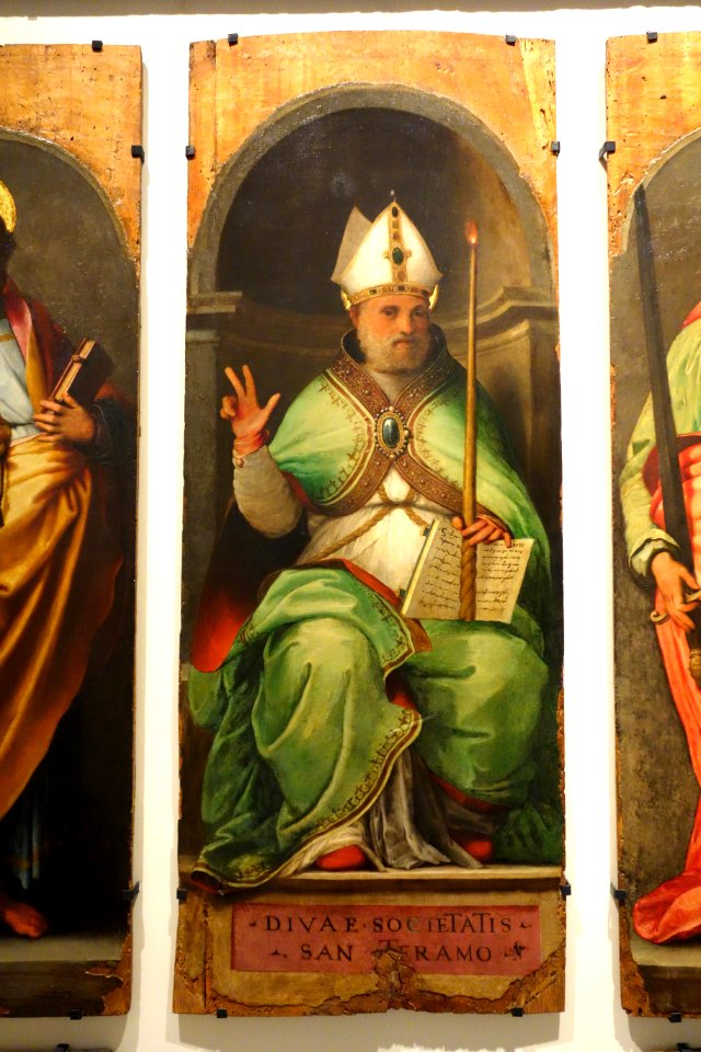 Polyptych of Saint Erasmus by Perino del Vaga (Pietro Buanaccorsi), c. 1536, view 2, oil on wood - Accademia Ligustica di Belle Arti - DSC02038