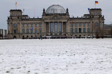 Platz der Republik and Reichstag building Berlin with snow 2021-02-06 10