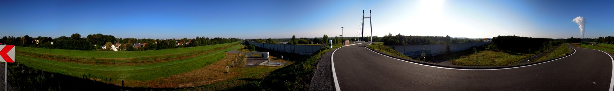 Pleißepanorama Rundum mit Neuseenbrücke und Kraftwerk in 2017