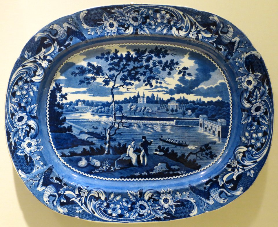 Platter with 'Fair Mount near Philadelphia' by Joseph Stubbs, Staffordshire, c. 1820-50, Dayton Art Institute