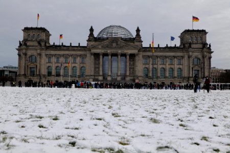 Platz der Republik and Reichstag building Berlin with snow 2021-02-06 02