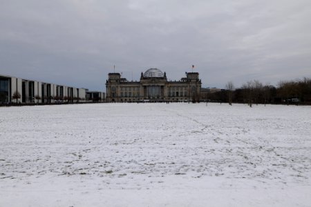 Platz der Republik and Reichstag building Berlin with snow 2021-02-06 05
