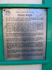 Police Box, Sheffield, info plate