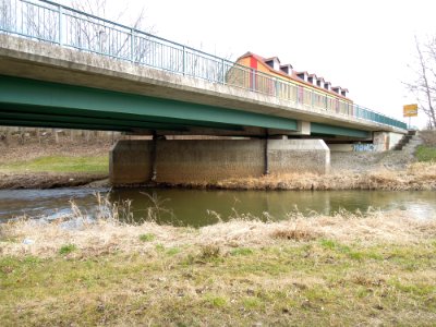 Pleißebrücke die S 72 überführend in Böhlen OT Großdeuben -Dreiviertel-Sicht- im März 2018