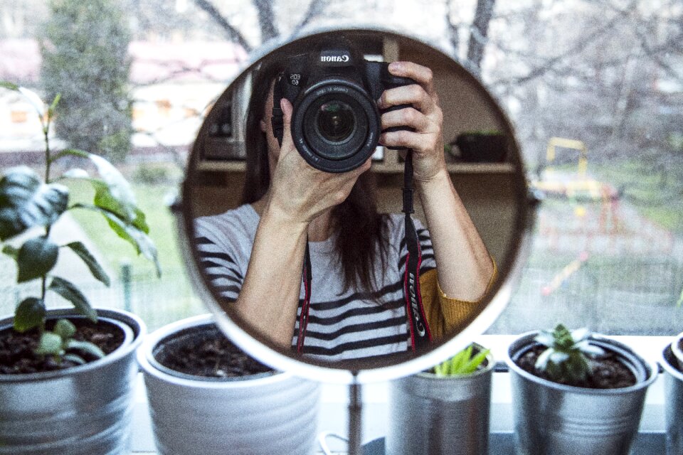 Selfie self-portrait window
