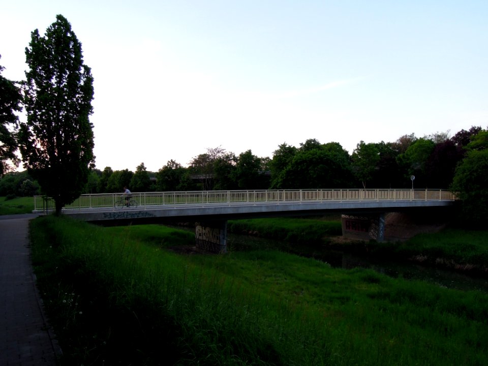 Pleißebrücke im agra-Park zur Ökoschule führend im Mai 2017b