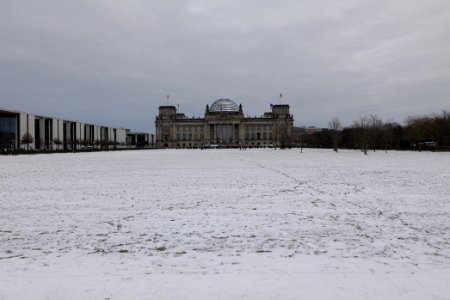 Platz der Republik and Reichstag building Berlin with snow 2021-02-06 06
