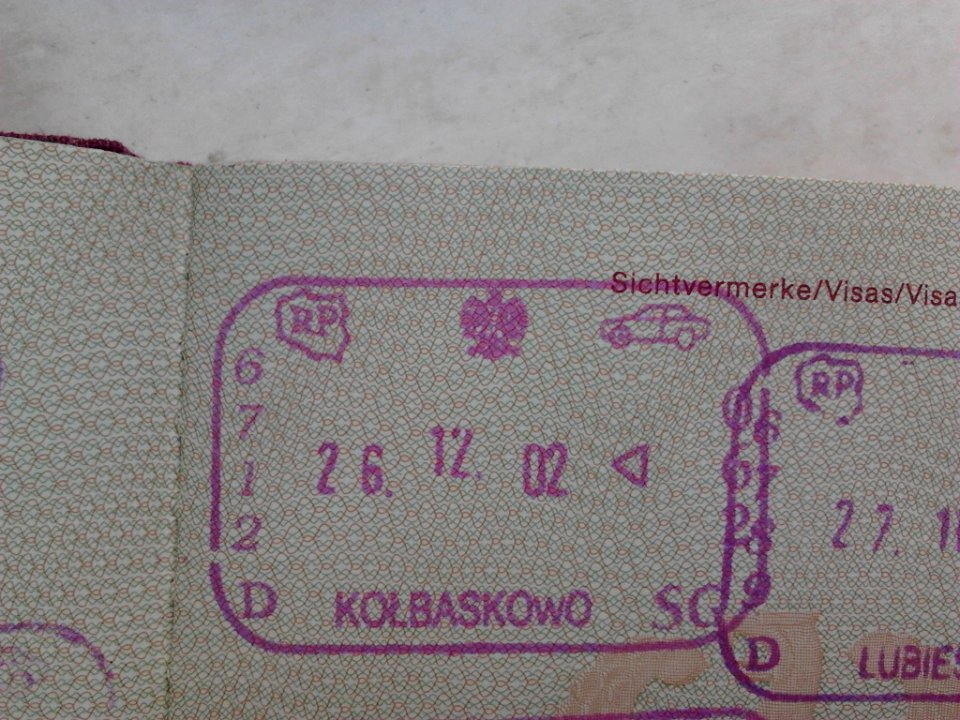 Poland Kołbaskowo Entry Stamp 2002