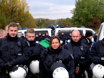 Police in front of a motorway junction at Ende Gelände 28-10-2018 01
