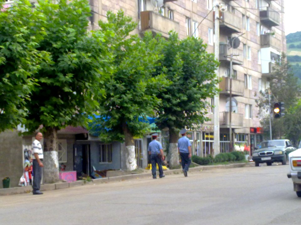 Police officers on Mashtots avenue in Berd city-2