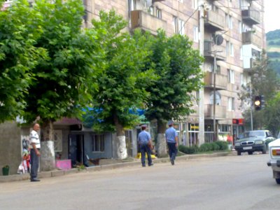 Police officers on Mashtots avenue in Berd city-2