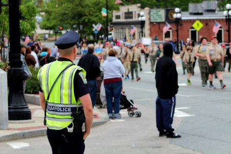 Police patrol a parade photo