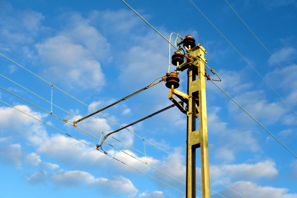 Pole with overhead lines